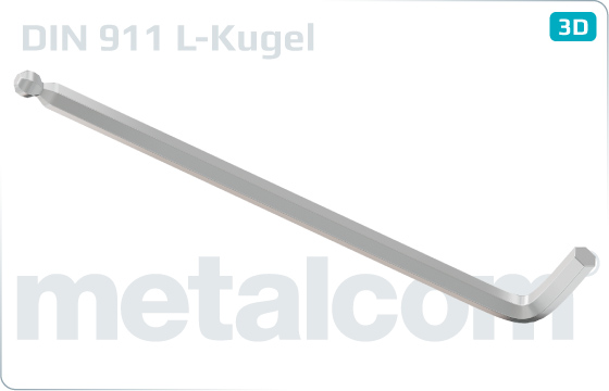 L-Klíče pro šrouby s vnitřním šestihranem s kulovou hlavou, dlouhé - DIN 911 L-Kugel