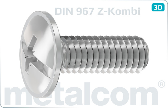 Cross recessed screws combined with pan head and collar - DIN 967 Z-Kombi