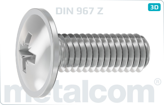 Cross recessed screws pan head with collar - DIN 967 Z