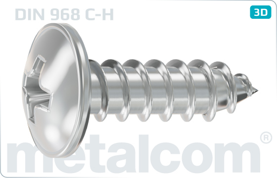 Tapping screws pan head with collar - DIN 968 C-H