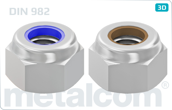 Hexagon nuts prevailing torque type, heavy with nylon insert - DIN 982