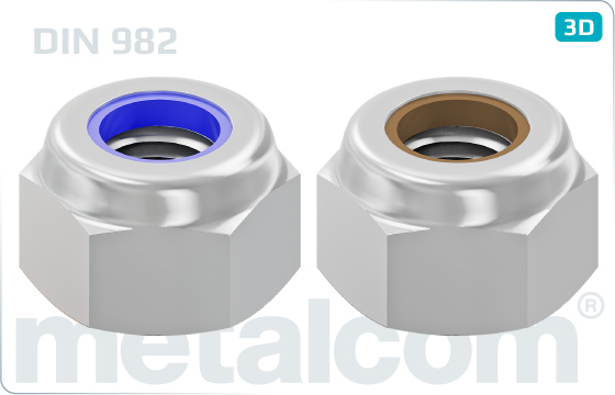 Sechskantmuttern mit Klemmteil und nichtmetallischem Einsatz - DIN 982