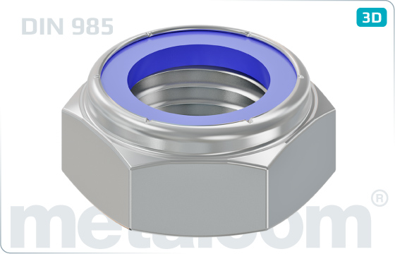 Hexagon nuts prevailing torque type, low with nylon insert - DIN 985