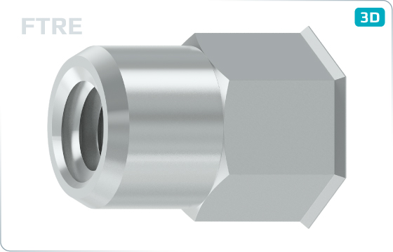 Threaded inserts reduced head and partially hexagonal shank - FTRE