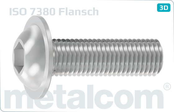 Šrouby s vnitřním šestihranem s plochou hlavou a límcem - ISO 7380 Flansch