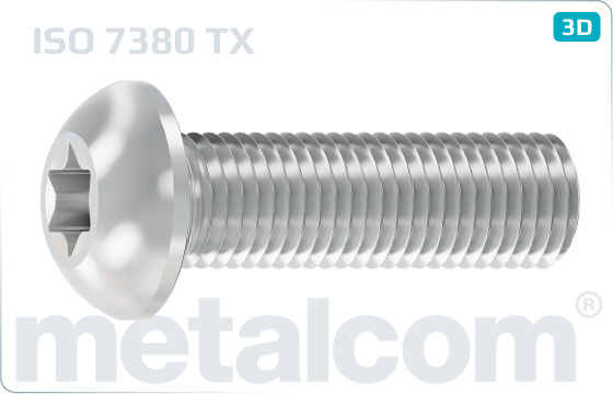 Hexalobular internal drive (TORX)screws button head - ISO 7380 TX