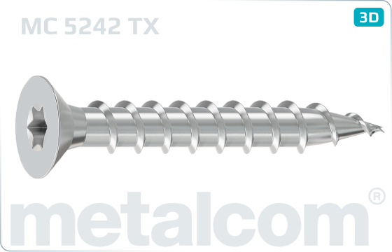 Chipboard screws hexalobular internal drive (TORX) countersunk head - TX