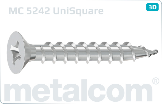 Chipboard screws square and cross recessed countersunk head - UniSquare