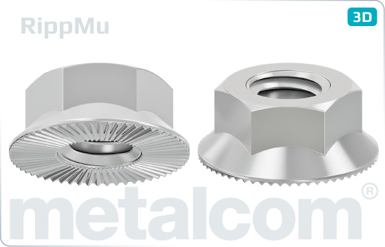 Hexagon nuts with flange and ribbing Ripp - rippmu