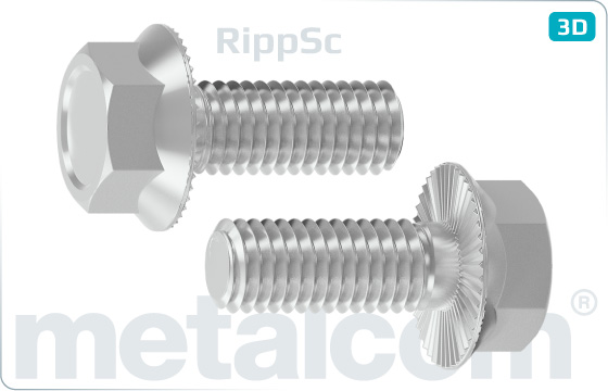 Hexagon self locking flange bolts with ribbing Ripp - RippSc