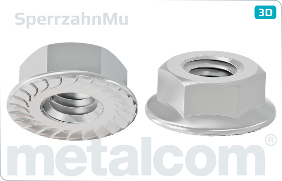 Hexagon nuts with flange and teeth (Sperrzahn) - sperrzahnmu