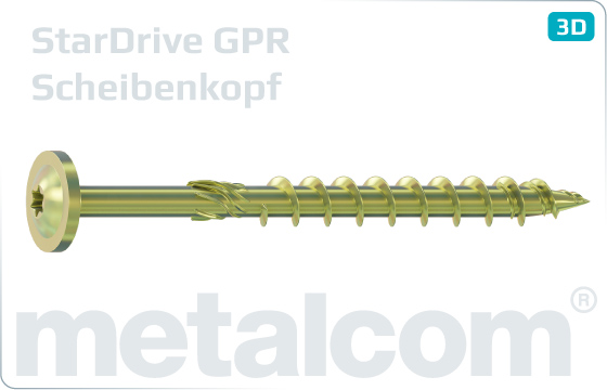 Vruty do dřevěných konstrukcí s plochou hlavou, integrovanou podložkou a TORX drážkou - Scheibenkopf