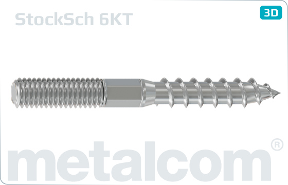 Wood-metal dowel screws with hexagon shank - 6kt