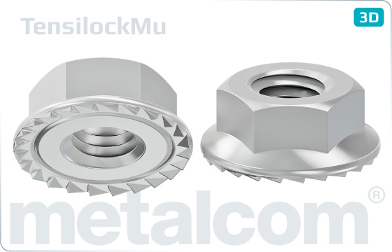 Hexagon nuts with flange and teeth (Tensilock) - TensilockMu