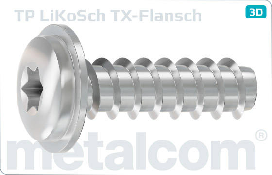 Screws for plastics hexalobular internal drive (TORX) pan head with flange - TX-Flansch