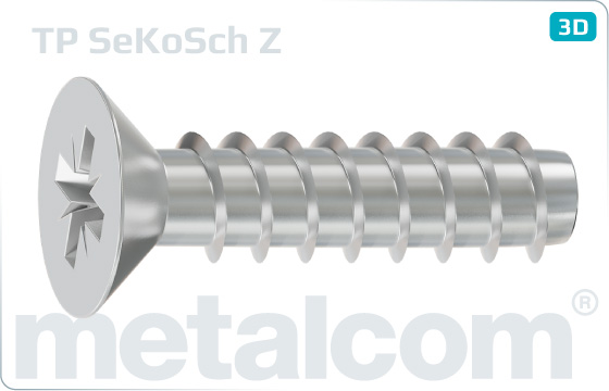 Screws for plastics cross Z recessed countersunk head - Z